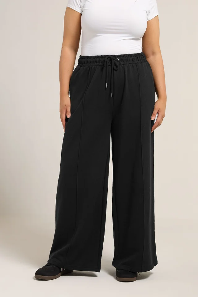 Yours Curve Black Wide Leg Joggers