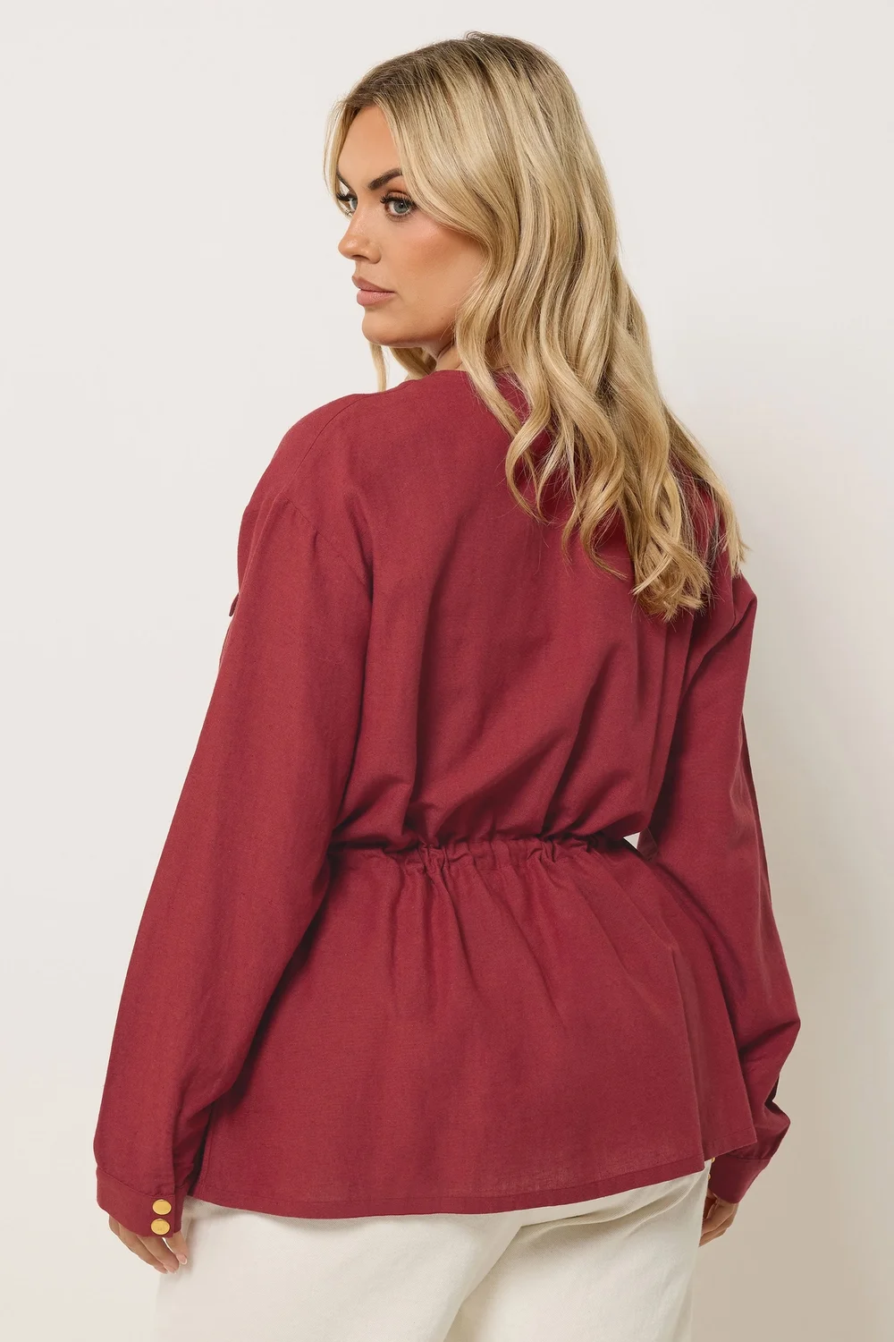 Yours Curve Red Linen Shacket - 14 Image 5