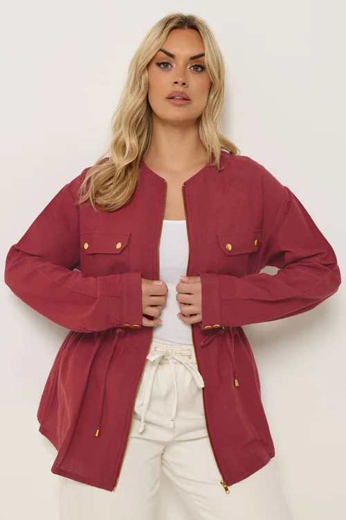 Yours Curve Red Linen Shacket - 14 Image 2