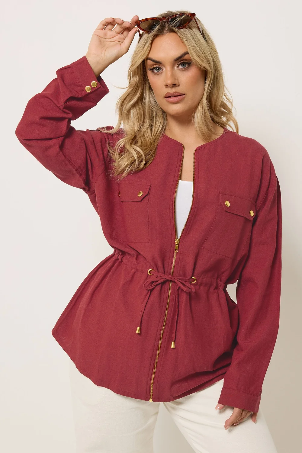 Yours Curve Red Linen Shacket - 14 Image 3