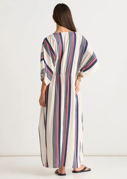 Gini London Multi Stripe Tie Detail Kimono Beachwear - M/L Image 3