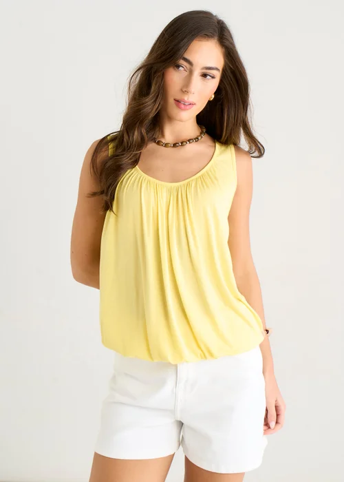 Gini London Yellow Round Neck Oversized Sleeveless Top - M/L Image 3
