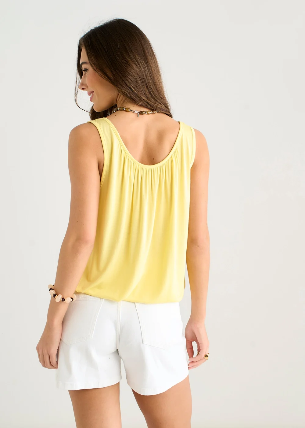 Gini London Yellow Round Neck Oversized Sleeveless Top - M/L Image 2