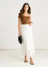Gini London White Elasticated Waist Cotton Broderie Midaxi Skirt - S/M Image 1