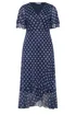 Yours London Curve Navy Blue Polka Dot Wrap Dress - 18 Image 5