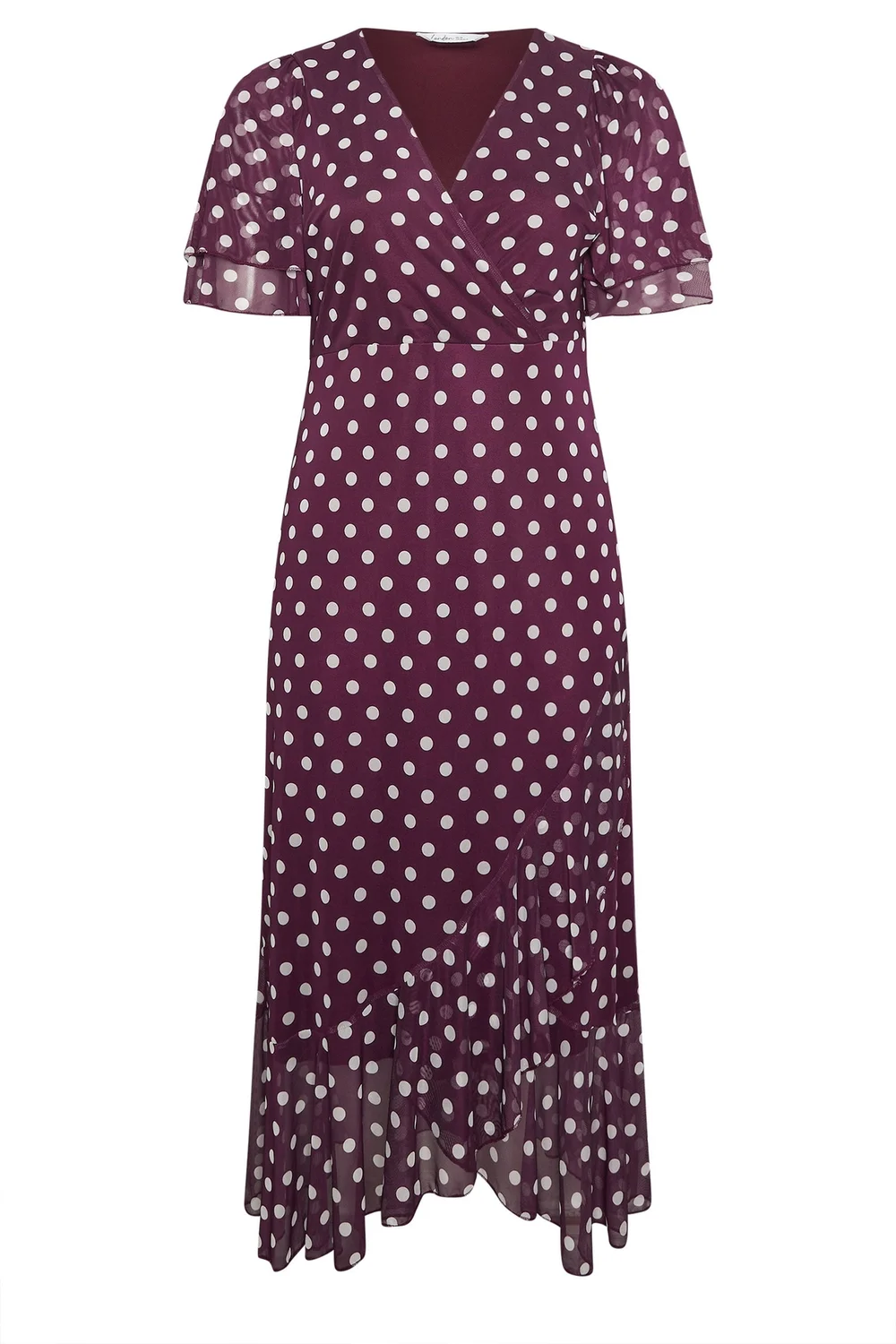 Yours London Curve Burgundy Red Polka Dot Wrap Dress - 24 Image 5