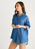 Gini London Blue Chambray Oversized Shirt - S/M Image 4