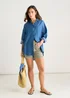 Gini London Blue Chambray Oversized Shirt - S/M Image 1