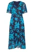 Yours London Curve Navy Blue Floral Mesh Ruffle Hem Dress - 14 Image 5