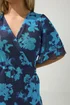 Yours London Curve Navy Blue Floral Mesh Ruffle Hem Dress - 14 Image 4