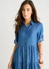 Gini London Blue Button Front Chambray Midaxi Shirt Dress - S/M Image 3