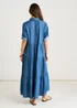 Gini London Blue Button Front Chambray Midaxi Shirt Dress - S/M Image 2