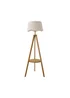 ValueLights Morrigan Shelf Floor Lamp Mid Wood with Natural Scalloped Linen Shade - One Size Image 6