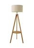ValueLights Morrigan Shelf Floor Lamp Mid Wood with Natural Drum Shade - One Size Image 5