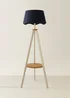 ValueLights Morrigan Shelf Floor Lamp Painted Cream with Navy Scalloped Linen Shade - One Size Image 2