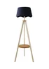 ValueLights Morrigan Shelf Floor Lamp Painted Cream with Navy Scalloped Linen Shade - One Size Image 4