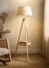 ValueLights Morrigan Shelf Floor Lamp Painted Cream with Natural Linen Scalloped Shade - One Size Image 5