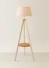 ValueLights Morrigan Shelf Floor Lamp Painted Cream with Natural Linen Scalloped Shade - One Size Image 2