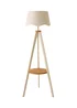 ValueLights Morrigan Shelf Floor Lamp Painted Cream with Natural Linen Scalloped Shade - One Size Image 4