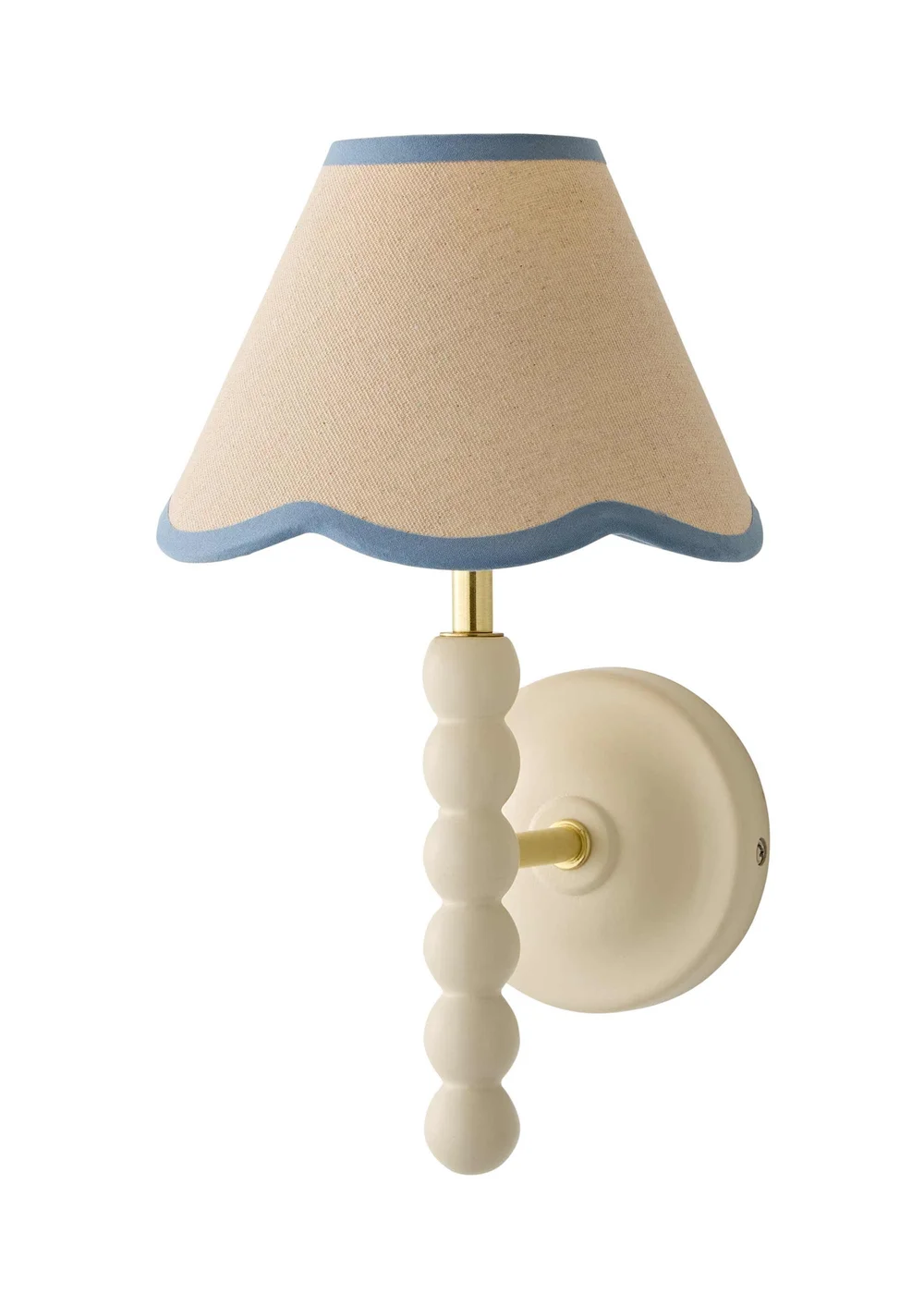 ValueLights Bobble Cream Wall Light with Blue Trim Scallop Shade - One Size Image 4