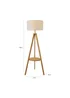 ValueLights Morrigan Shelf Floor Lamp Mid Wood with Linen White Trim Shade - One Size Image 6