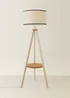 ValueLights Morrigan Cream Shelf Floor Lamp with Linen Black Trim Shade - One Size Image 3