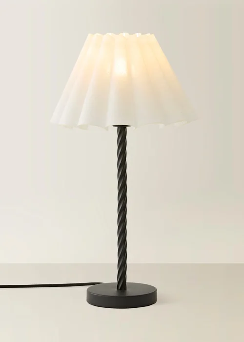 ValueLights Maura Twist Black Table Lamp with White Pleated Shade - One Size Image 3