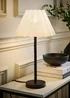 ValueLights Maura Twist Black Table Lamp with White Pleated Shade - One Size Image 1