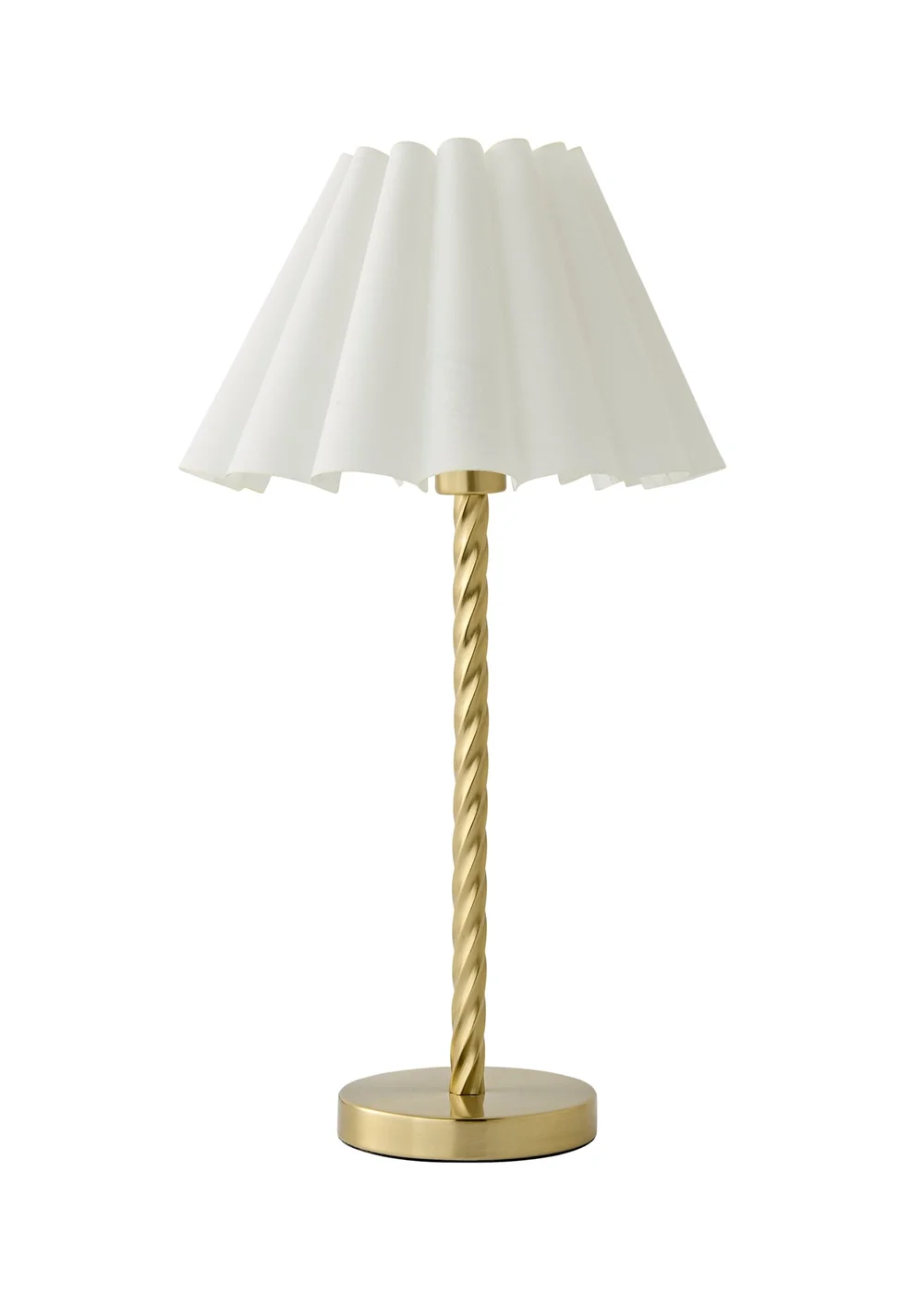 ValueLights Maura Twist Brushed Gold Table Lamp with White Pleated Shade - One Size Image 5