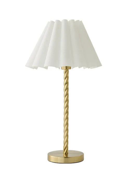 ValueLights Maura Twist Brushed Gold Table Lamp with White Pleated Shade - One Size Image 5