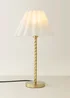 ValueLights Maura Twist Brushed Gold Table Lamp with White Pleated Shade - One Size Image 3