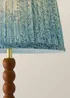 ValueLights Bobble Walnut Table Lamp with Blue Leaf Pleated Shade - One Size Image 4