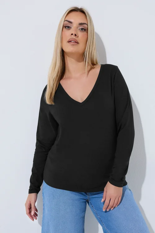 Yours Limited Curve Black Long Sleeve Top - 26-28 Image 1