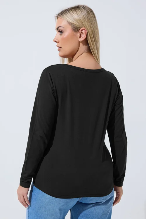 Yours Limited Curve Black Long Sleeve Top - 26-28 Image 3