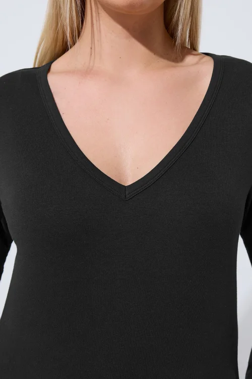 Yours Limited Curve Black Long Sleeve Top - 26-28 Image 4