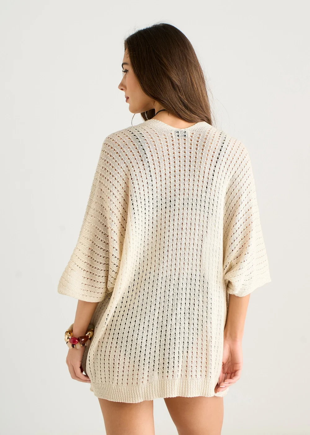 Gini London Beige Edge To Edge Knit Cardigan With Pockets - L/XL Image 2