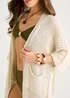 Gini London Beige Edge To Edge Knit Cardigan With Pockets - L/XL Image 3