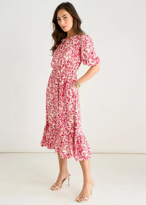 Gini London Red Paisly Print Elasticated Waist Midi Dress - 16 Image 4