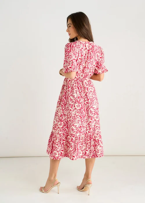 Gini London Red Paisly Print Elasticated Waist Midi Dress - 16 Image 2