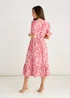 Gini London Red Paisly Print Elasticated Waist Midi Dress - 16 Image 2