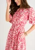 Gini London Red Paisly Print Elasticated Waist Midi Dress - 16 Image 3