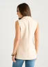 Gini London Beige Tailored Contrast Lining Longline Waistcoat - S/M Image 2