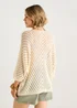 Gini London Beige V-Neck Chevron Crochet Knit Top - L/XL Image 2