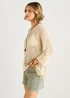 Gini London Beige V-Neck Chevron Crochet Knit Top - L/XL Image 4