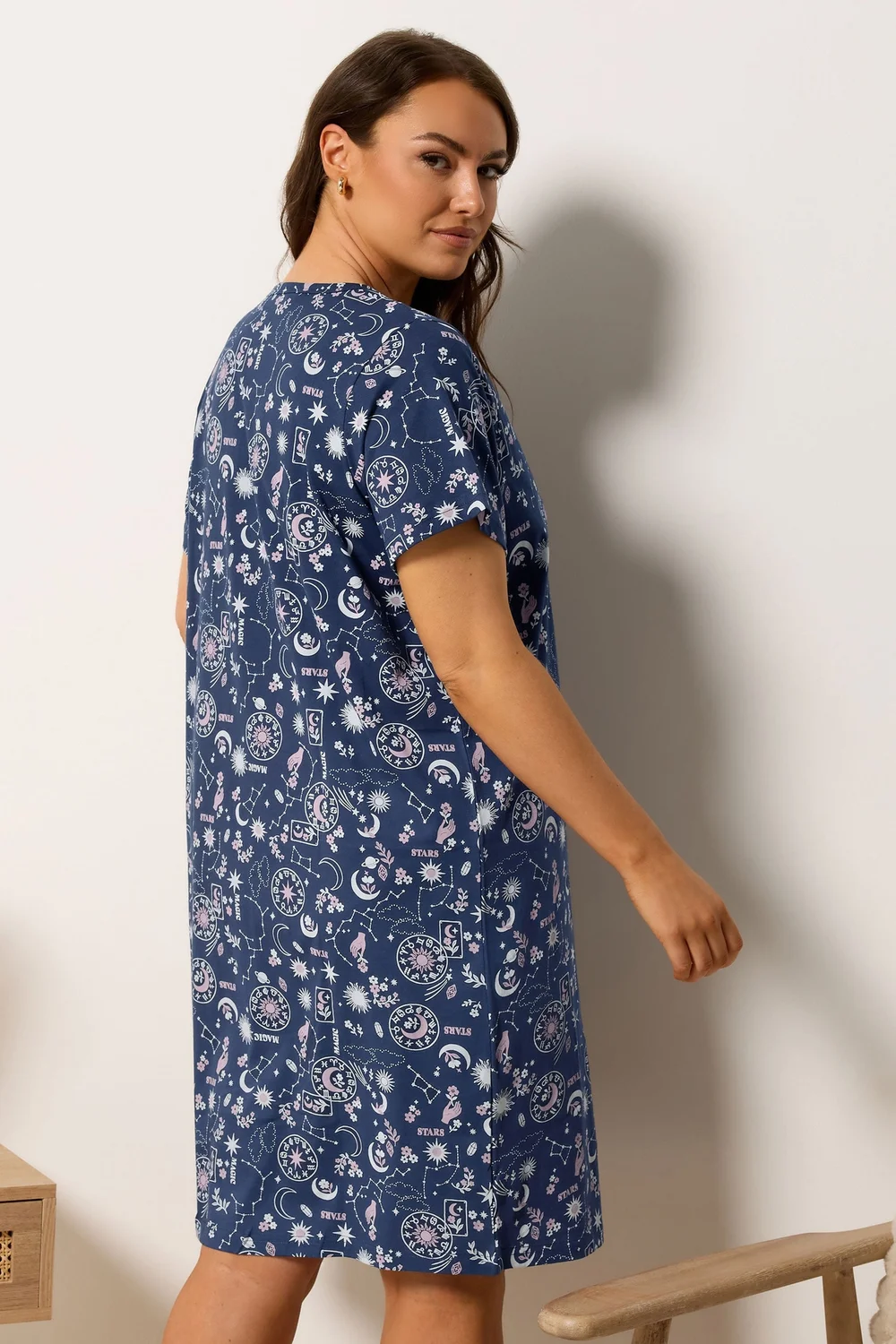 Yours Blue Celestial Placket Nightdress - 34-36 Image 3