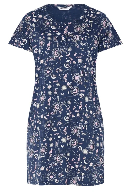 Yours Blue Celestial Placket Nightdress - 34-36 Image 5