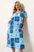 Yours Curve Blue Tile Print Midi Dress - 18 Image 1
