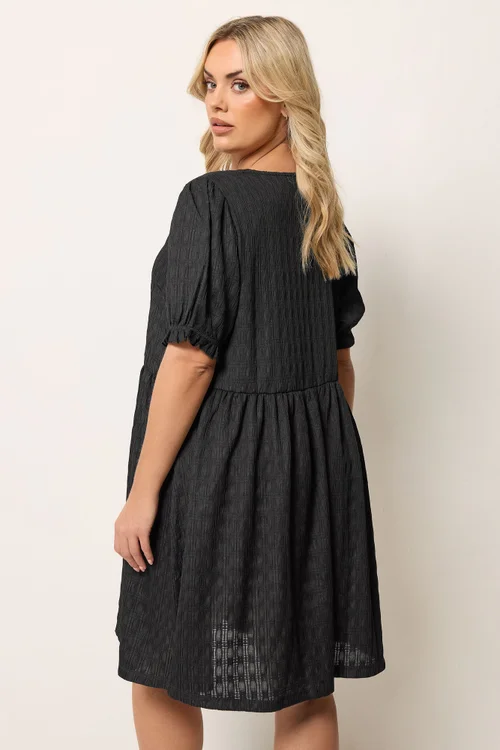 Yours Curve Black Bow Front Mini Dress - 34-36 Image 3