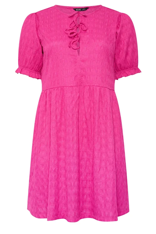 Yours Curve Pink Bow Front Mini Dress - 14 Image 4