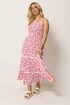 Yours Curve Pink Shirred Floral Placket Dress - 26-28 Image 2